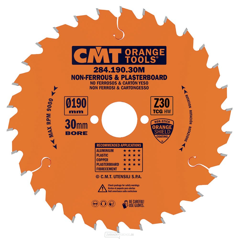 CMT Orange Pílový kotúč na neželezné kovy a plasty - D190x2,6 d30 Z30 HW