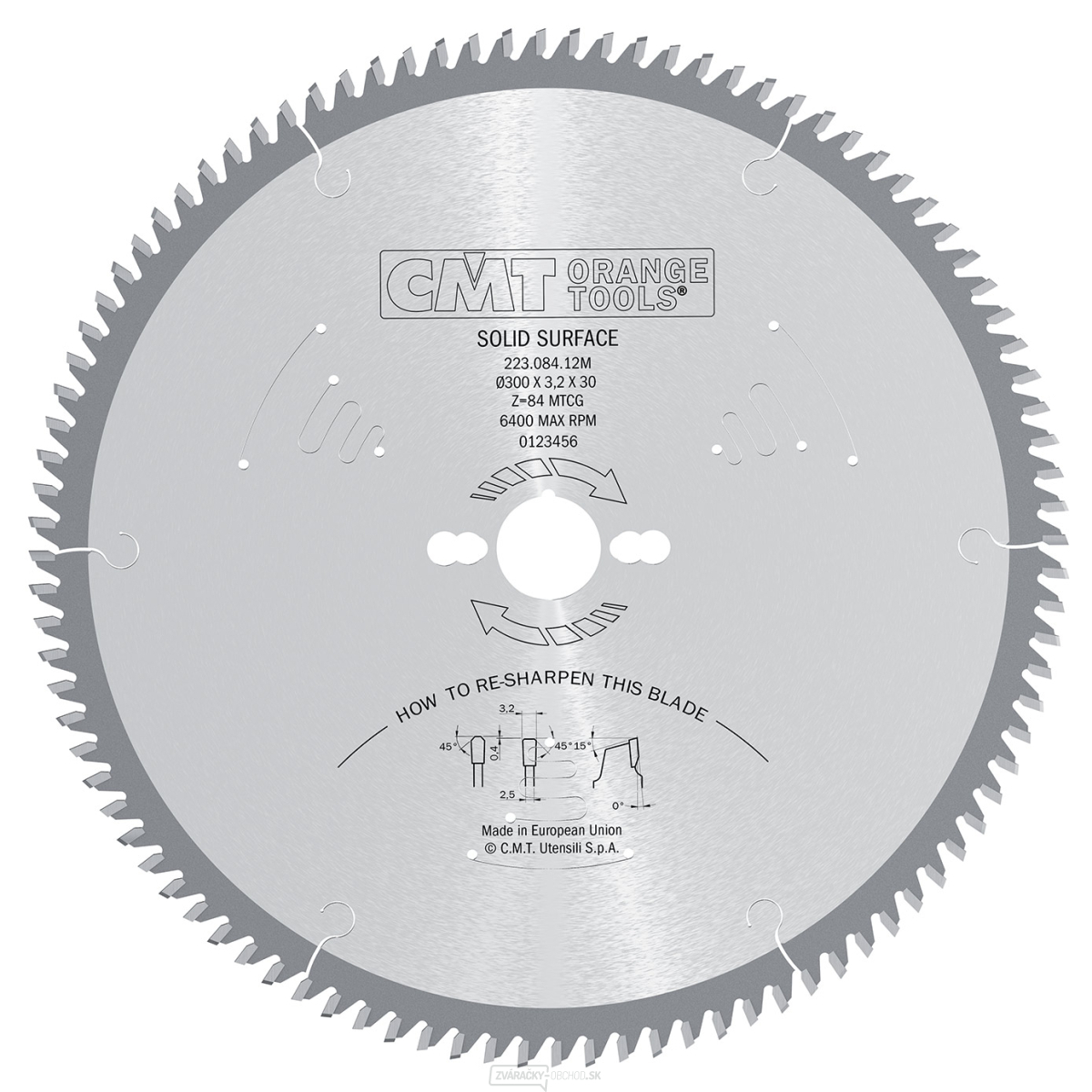 CMT Pílový kotúč pre Corian a hrubostenné plasty - D250x3,2 d30 Z72 HW