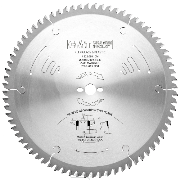 CMT Pílový kotúč pre plávajúce podlahy, PVC, plexi - D300x2,8 d30 Z96 HW