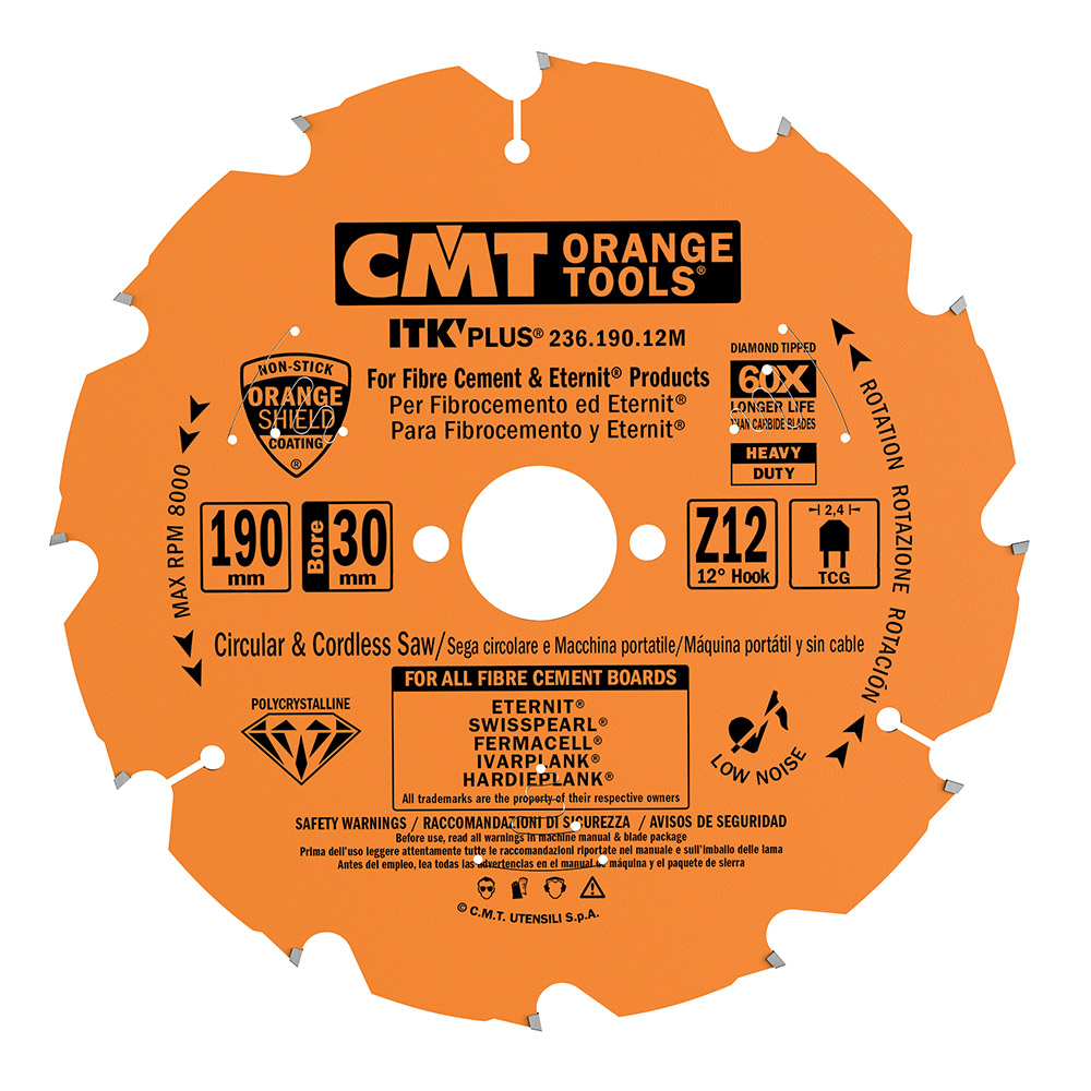 CMT Orange Tools CMT ITK Diamantový pílový kotúč na cementotrieskové dosky - D165x1,8 d20(+15,87) Z4 C23616504H