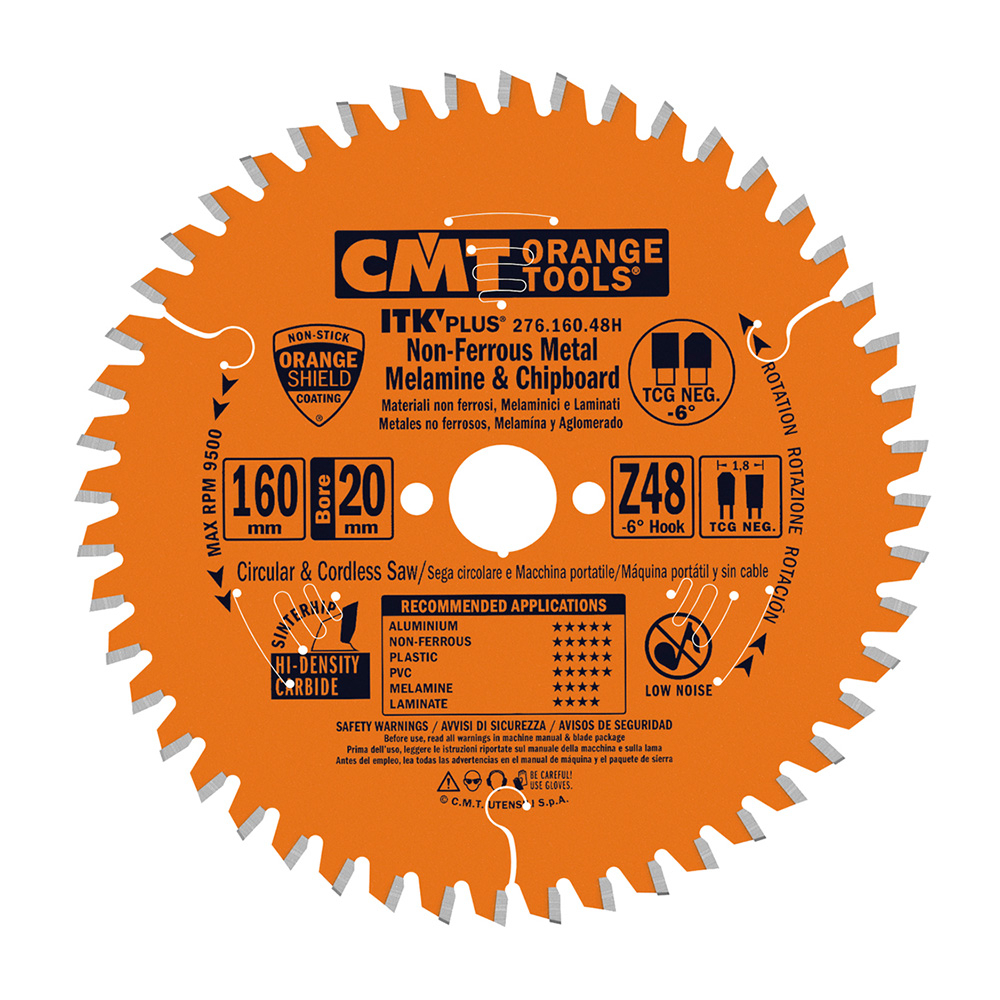 CMT Orange Tools CMT ITK Ultra tenký kotúč na lamino, plast a neželezné kovy - D160x1,8 d20 Z48 HW 276.160.48H