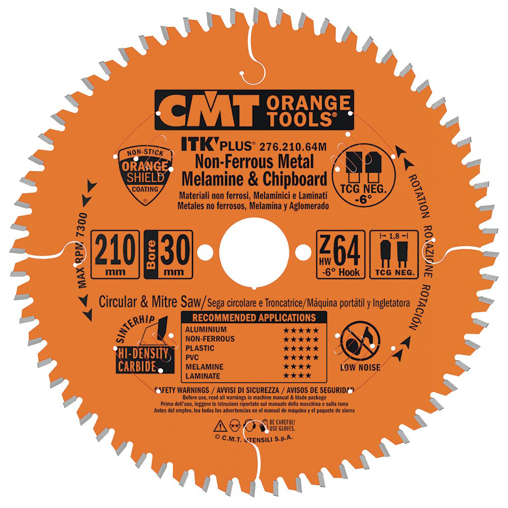 CMT Orange Tools CMT ITK Ultra tenký kotúč na lamino, plast a neželezné kovy - D216x2,2 d30 Z64 HW 276.216.64M