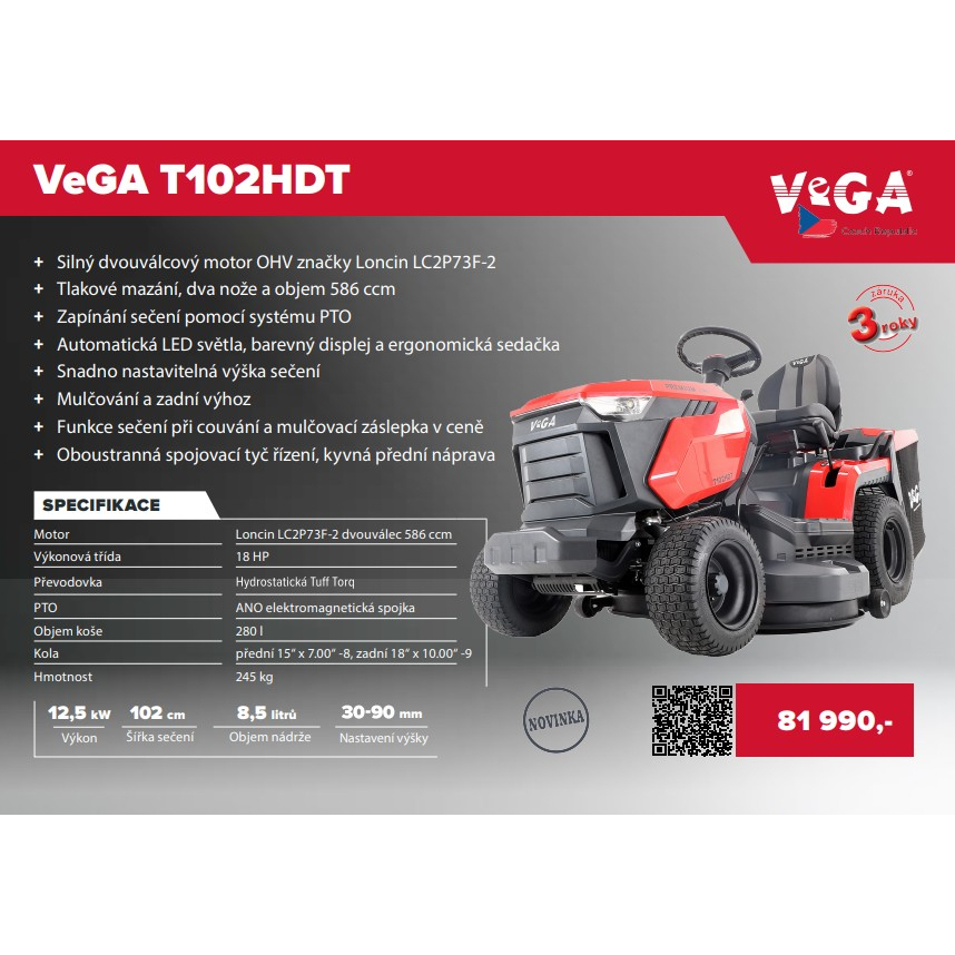 Záhradný traktor VeGA T102HDT Náhľad