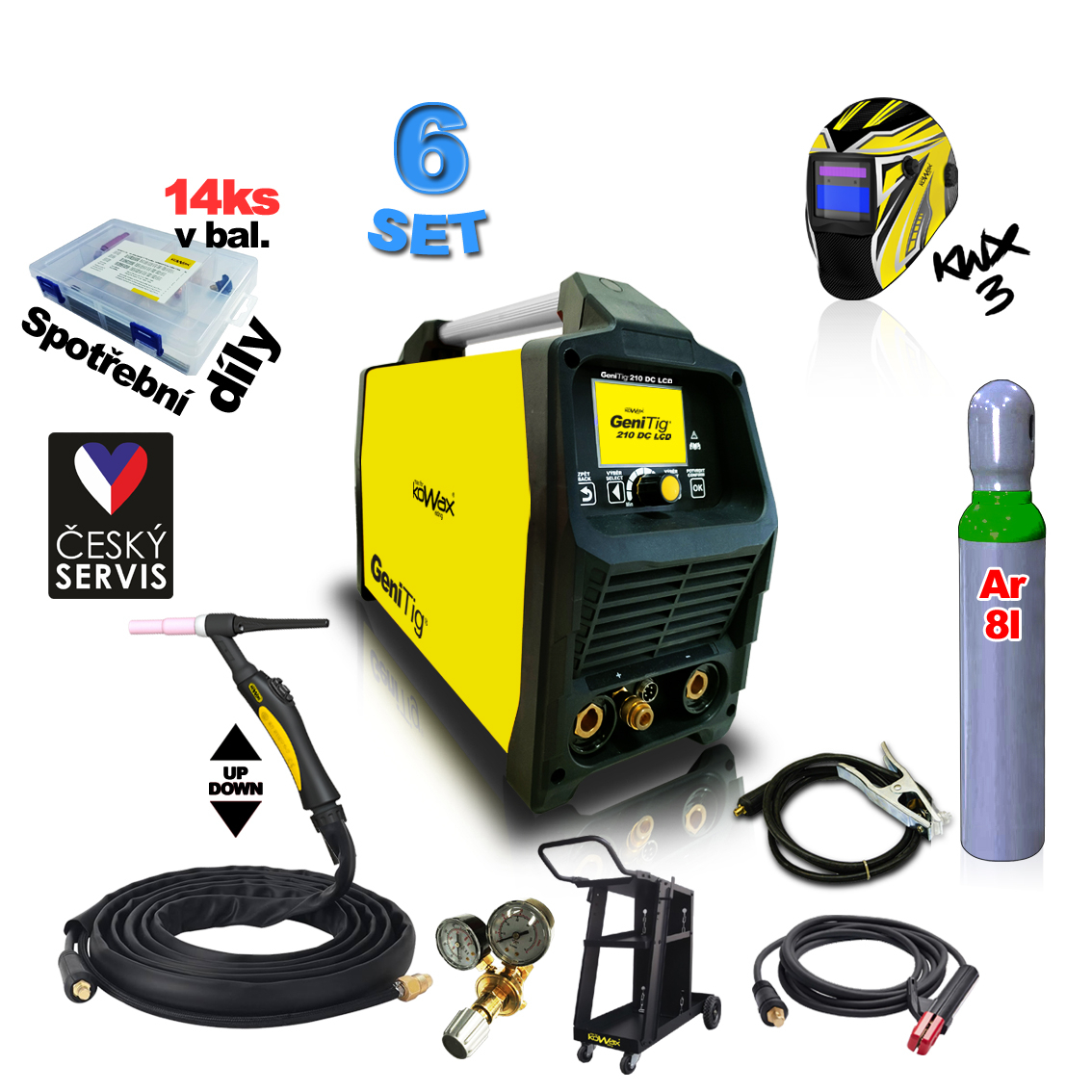 KOWAX GeniTig 210DC LCD SET6 KWXSTGT210DC_S06B