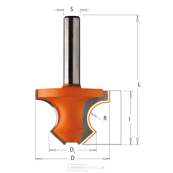 CMT C954 Fréza na príruby so skosením 45° - R8 D36x25 L60 S=8 HW