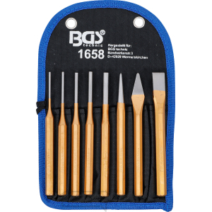 Súprava vyrážačov závlačiek BGS 1658 | 150 mm | vrátane sekáča + jamku | 8dielna Súprava vyrážačov závlačiek BGS 1658 | 150 mm | vrátane sekáča + jamku | 8dielna gallery main image