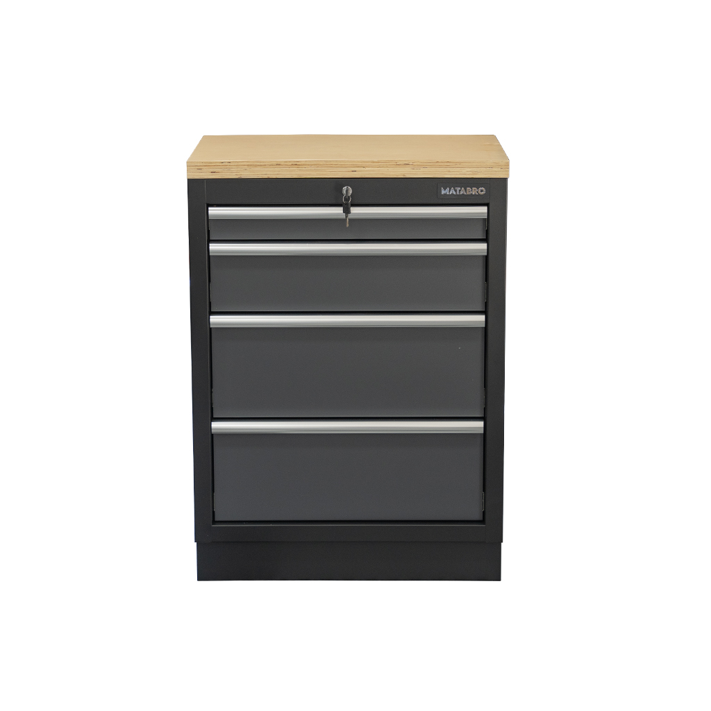 Dielenská skrinka s drevenou pracovnou doskou Matabro SET-CA01058 | 4 šuplíky | 680x465x950 mm