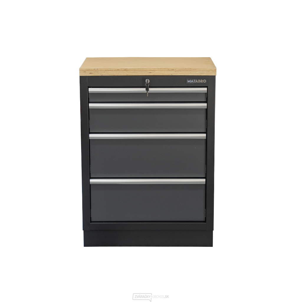 Dielenská skrinka s drevenou pracovnou doskou Matabro SET-CA01058 | 4 šuplíky | 680x465x950 mm