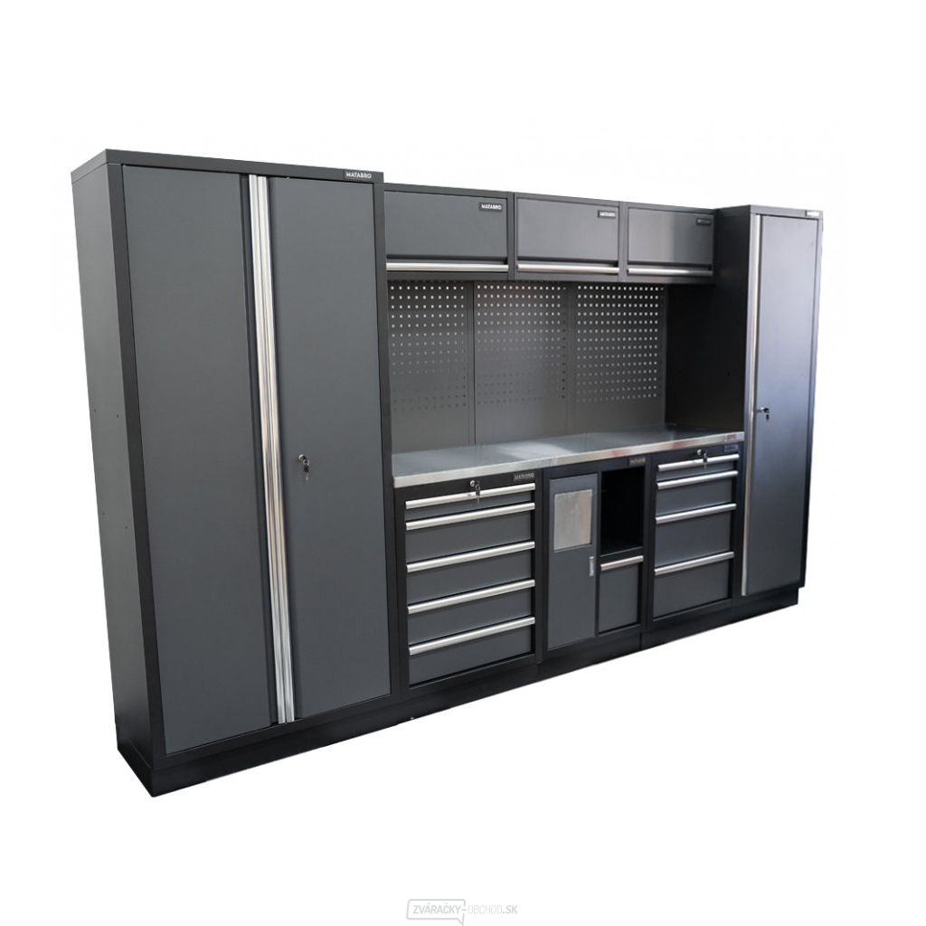 AKČNÝ SET Zostava 8 ks dielenského nábytku SET-CA01072 s nerezovou pracovnou doskou MB-TGW80S