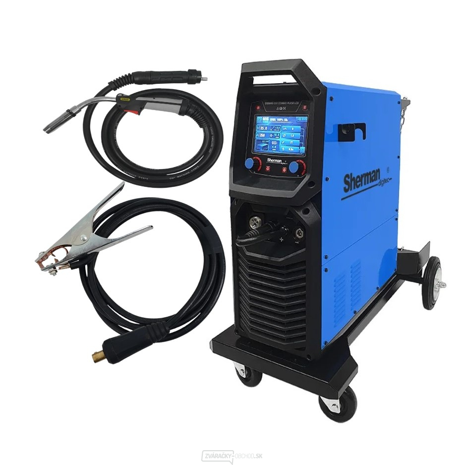Synergický invertorový zvárací stroj DIGIMIG 351 COMBO PULSE LCD + Horák + Káble