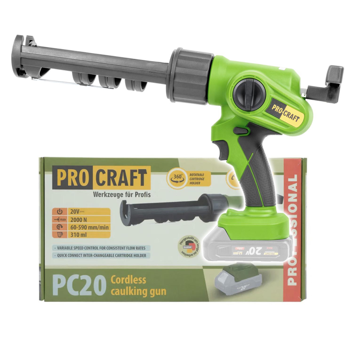 Aku vytlačovacia pištoľ Procraft PC20bb (bez batérie a nabíjačky) | PC20bb PC20bb