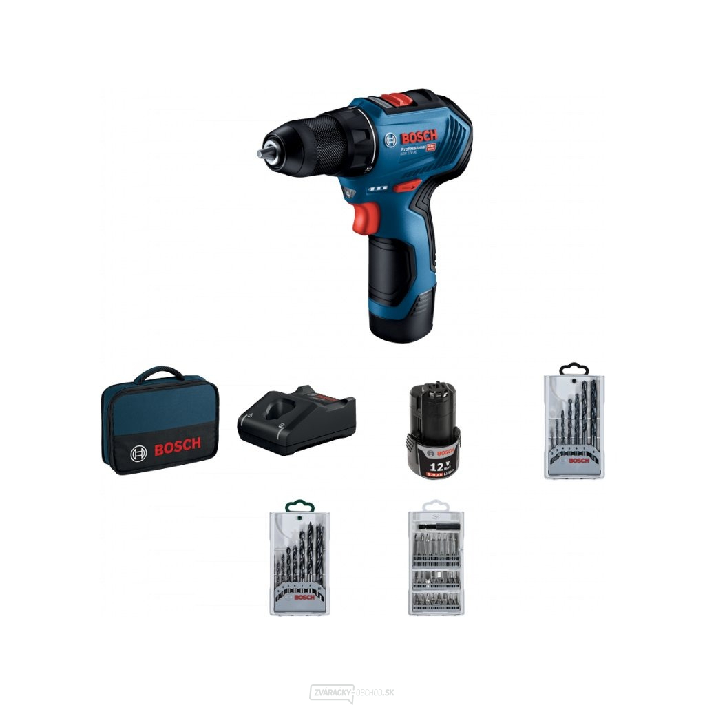 Aku vŕtačka Bosch GSR 12V-30 + prísluš.