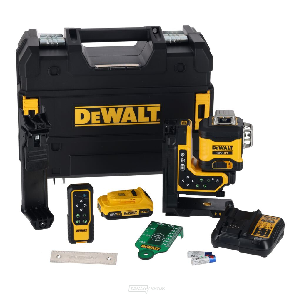 Zelený multiline laser 3x360 DeWALT DCLE34035D1 18V XR s diaľkovým ovládaním, 2Ah aku
