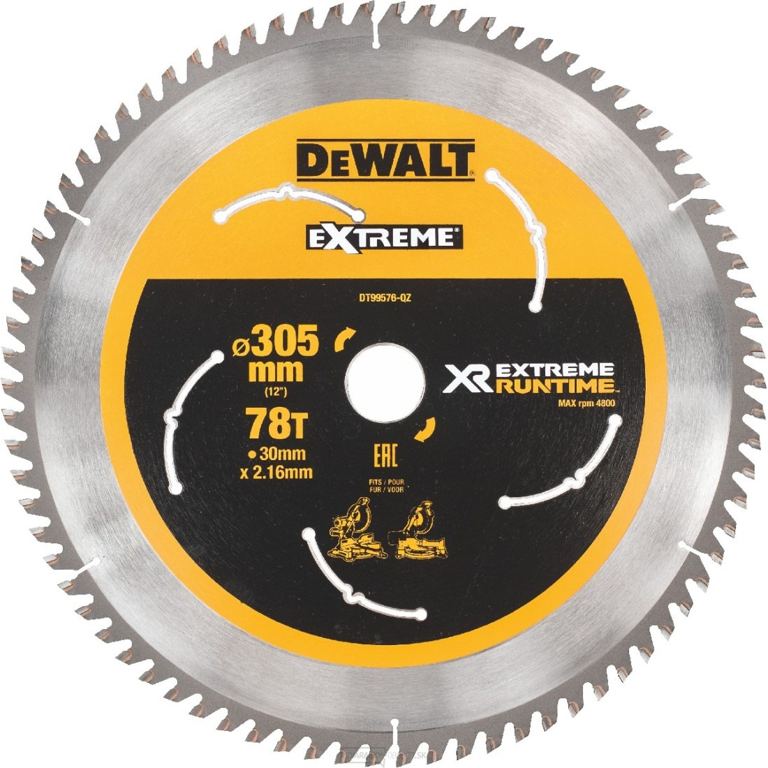 Pílový kotúč XR FLEXVOLT pre pokosové AKU píly DeWALT DT99576, 305 X 30 mm, 78 zubov