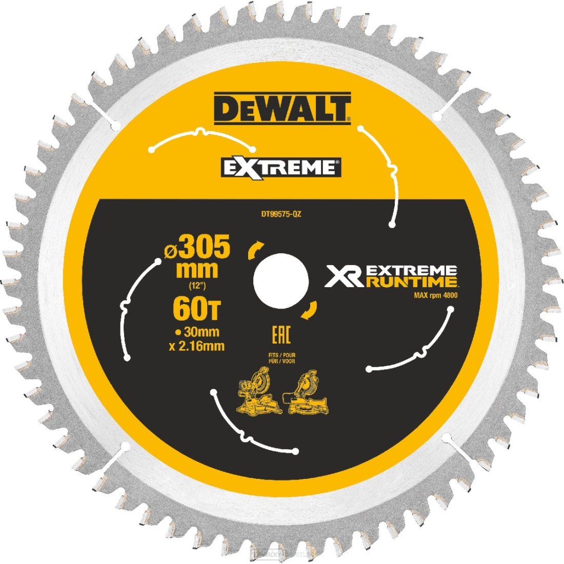 Pílový kotúč XR FLEXVOLT DeWALT DT99575 pre pokosové AKU píly, 305 X 30 mm, 60 zubov