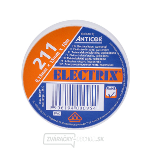 Izolačná páska, 15mm x 0,13mm x 10m, biela Izolačná páska, 15mm x 0,13mm x 10m, biela gallery main image