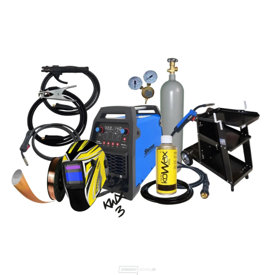 Invertorová zváračka Digimig 202 M-POWER + Horák + káble + Kukla + Drôt + Sprej + Vozík + Plná Fľaša Co2 + Horák 4m