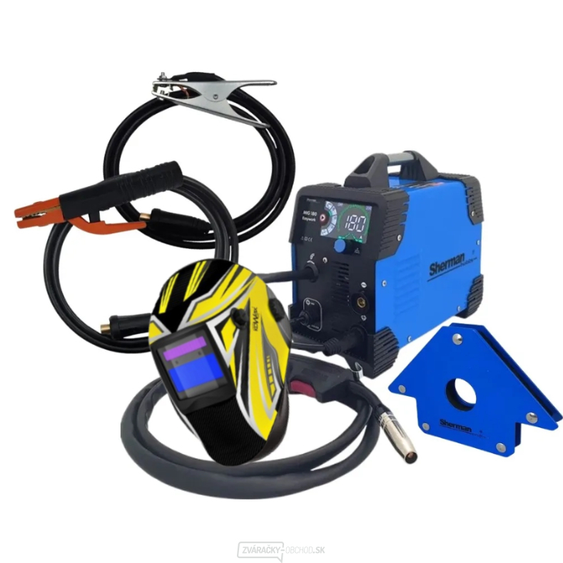Invertorová zváračka Sherman MIG 180 Easywork + Horák + Káble + kukla KWX3 + magnet