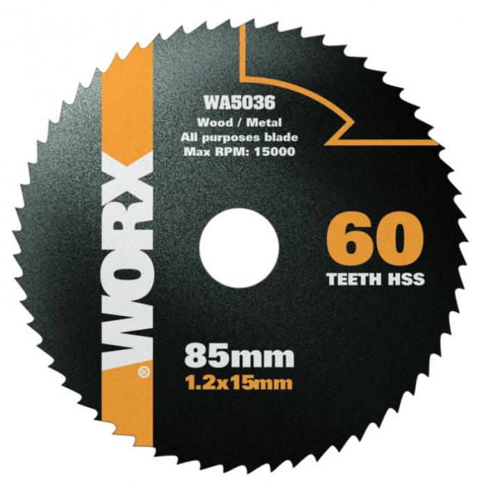 Pílový kotúč na drevo WA5036 HSS, priemer 85mm, 60 zubov