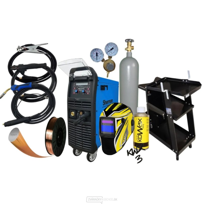 Sherman Synergická invertorová zváračka DIGIMIG 300 Pulse + horák MIG 25/4m + Káble + Kukla + plná Fľaša Co2