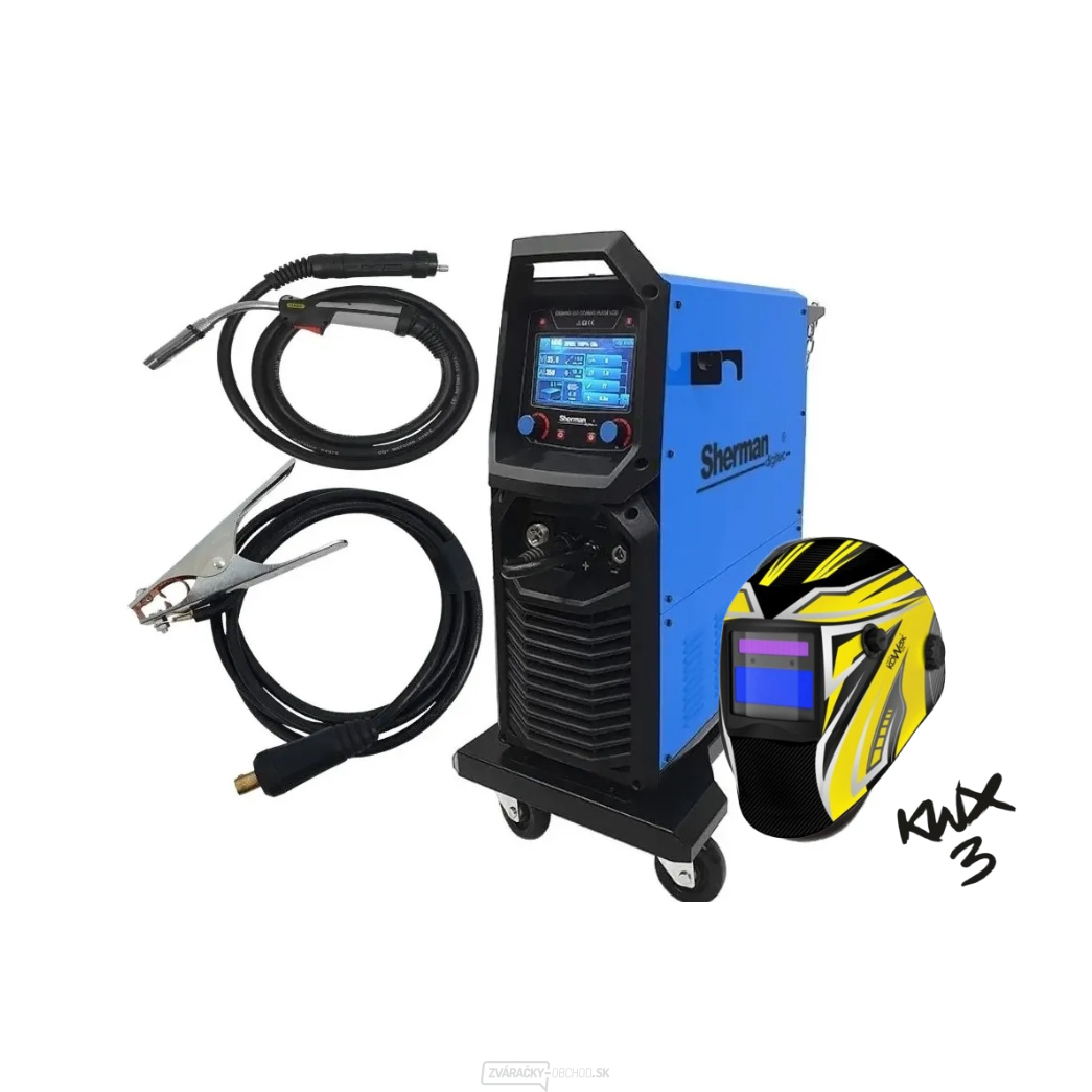 Synergický invertorový zvárací stroj DIGIMIG 351 COMBO PULSE LCD + Horák + Káble + Kukla