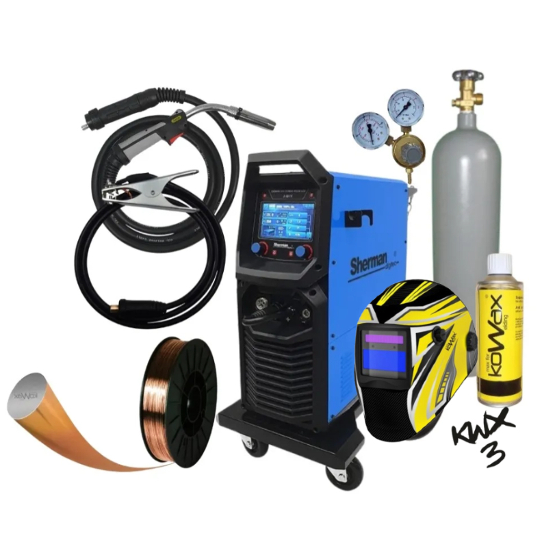Synergický invertorový zvárací stroj DIGIMIG 351 COMBO PULSE LCD + Horák + Káble + Kukla + plná Fľaša Co2