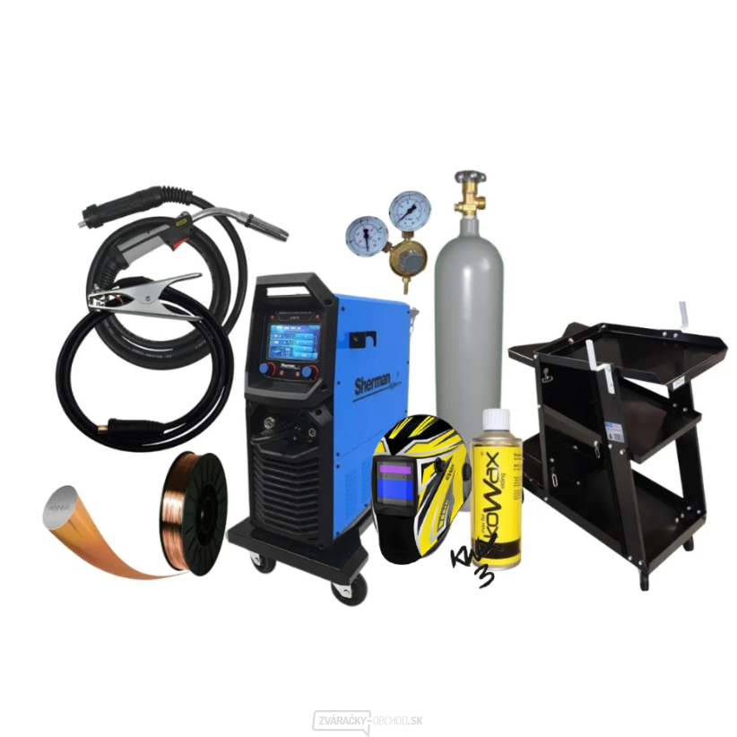 Synergický invertorový zvárací stroj DIGIMIG 351 COMBO PULSE LCD + Horák + Káble + Kukla + plná Fľaša Co2