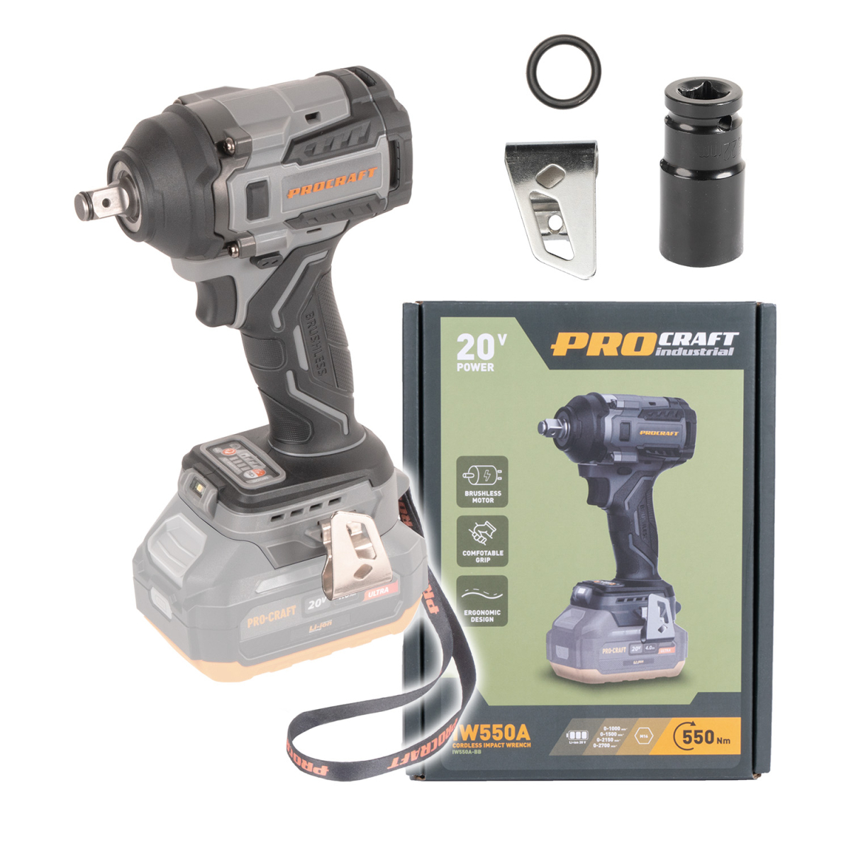 E-shop Aku rázový uťahovák Procraft Industrial IW550A (bez batérie a nabíjačky) | IW550Abb IW550Abb
