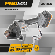 Aku uhlová brúska Procraft Industrial AG125A | AG125A Náhľad