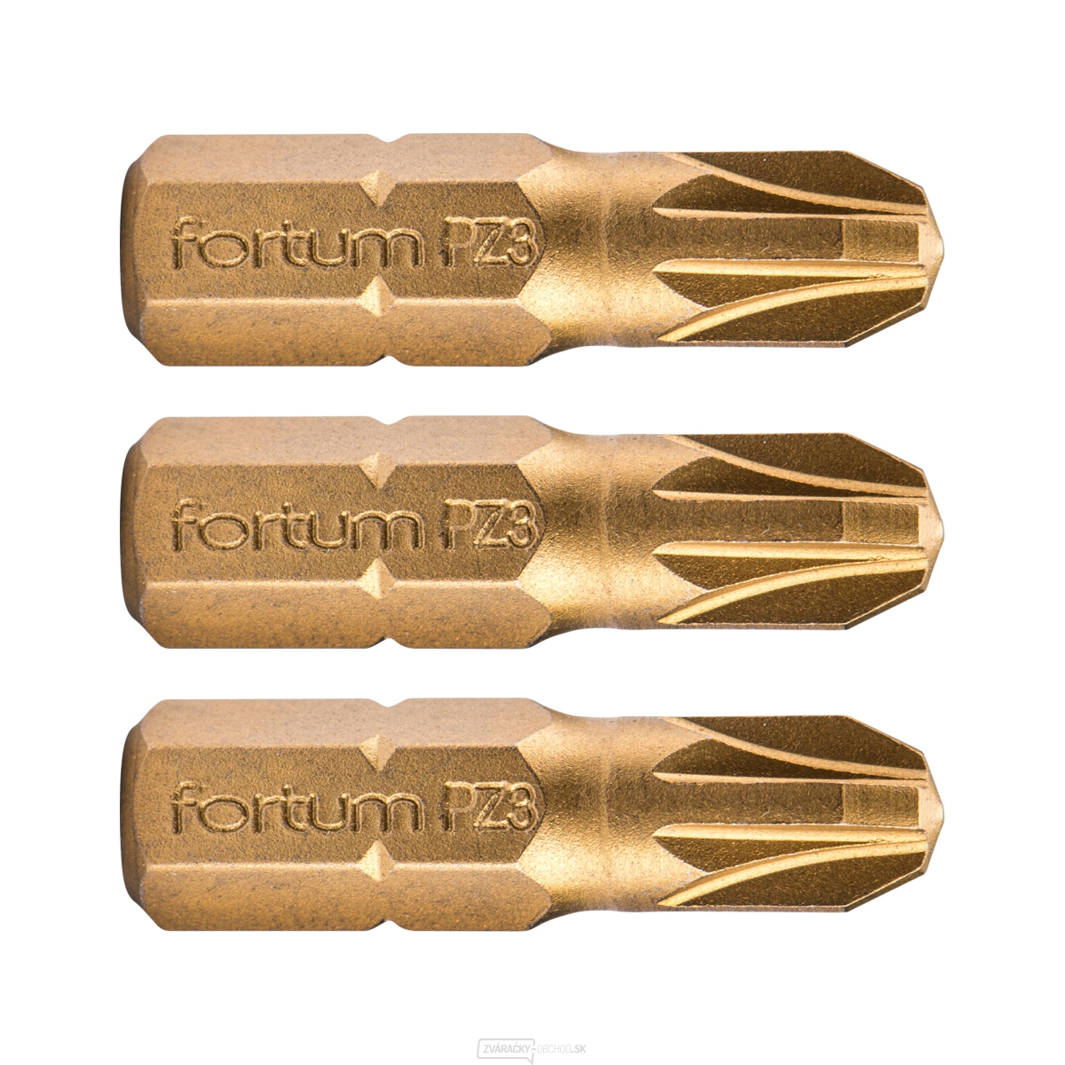 Hrot krížový pozidriv, sada 3ks, PZ 3x25mm, titán úprava, S2