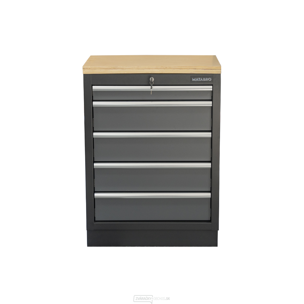 Dielenská skrinka s drevenou pracovnou doskou | 5 šuplíkov | 680x465x950 mm Matabro SET-CA01060