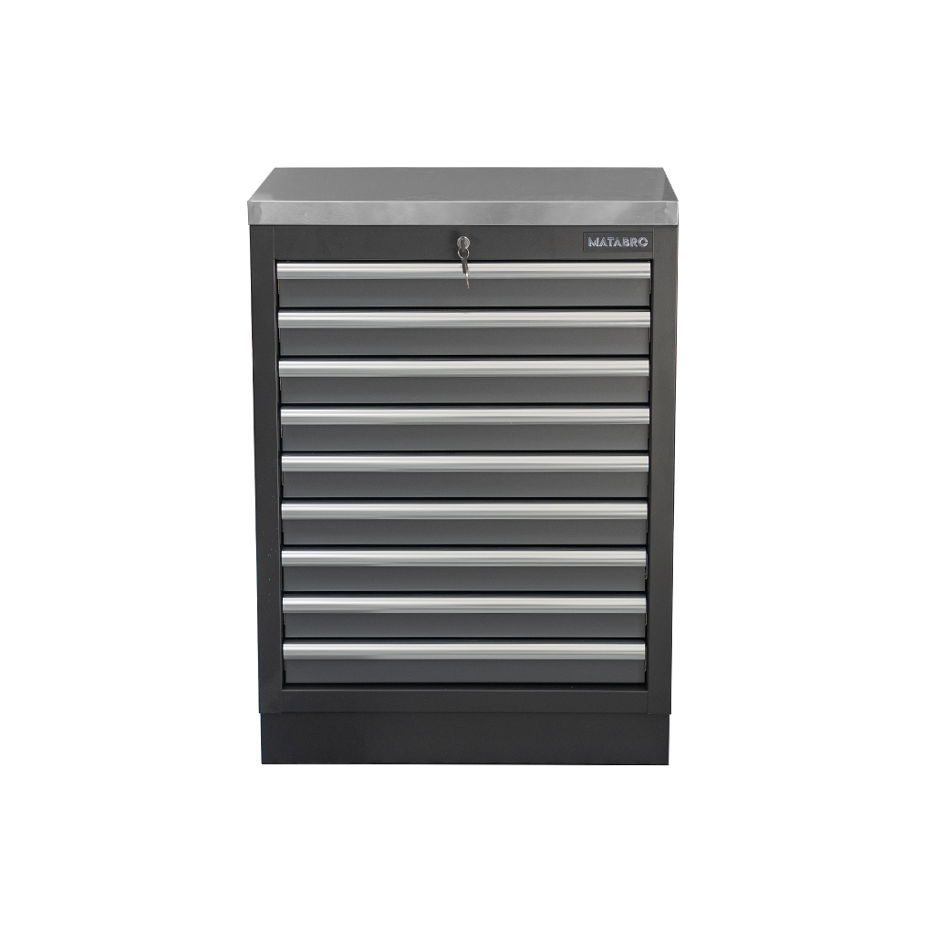 Dielenská skrinka s nerezovou pracovnou doskou | 9 šuplíkov | 680x465x950 mm Matabro SET-CA01065