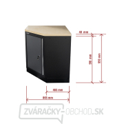 Rohová jednodverová dielenská skrinka s drevenou pracovnou doskou | 1 polica | 865x865x950 mm Matabro SET-CA01068 náhled