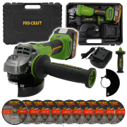 Aku uhlová brúska Procraft PWA220 + 10x rezný kotúč CD125x1.0 | SPWA220/CD125x1.0b Aku uhlová brúska Procraft PWA220 + 10x rezný kotúč CD125x1.0 | SPWA220/CD125x1.0b gallery main image