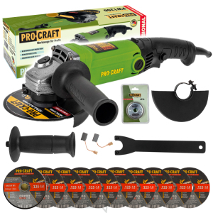 Uhlová brúska Procraft PW1200 + rýchloupínacia matica RM14, 10x rezný kotúč CD125x1,0b v kovovej krabici | SPW1200/CD125x1,0b/RM14 Uhlová brúska Procraft PW1200 + rýchloupínacia matica RM14, 10x rezný kotúč CD125x1,0b v kovovej krabici | SPW1200/CD125x1,0b/RM14 gallery main image