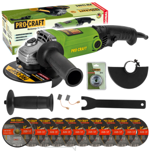 Uhlová brúska Procraft PW1200E + rýchloupínacia matica RM14, 10x rezný kotúč CD125x1,0b v krabici | SPW1200E/CD125x1,0b/RM14 Uhlová brúska Procraft PW1200E + rýchloupínacia matica RM14, 10x rezný kotúč CD125x1,0b v krabici | SPW1200E/CD125x1,0b/RM14 gallery main image