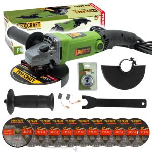 Uhlová brúska Procraft PW1200ES + rýchloupínacia matica RM14, 10x rezný kotúč CD125x1,0b v krabici | SPW1200ES/CD125x1,0b/RM14 Uhlová brúska Procraft PW1200ES + rýchloupínacia matica RM14, 10x rezný kotúč CD125x1,0b v krabici | SPW1200ES/CD125x1,0b/RM14 gallery main image