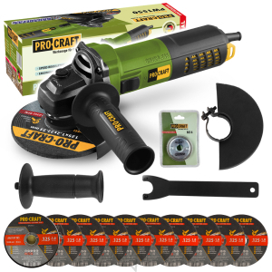 Uhlová brúska Procraft PW1550 + rýchloupínacia matica RM14, 10x rezný kotúč CD125x1,0b v krabici | SPW1550/CD125x1,0b/RM14 Uhlová brúska Procraft PW1550 + rýchloupínacia matica RM14, 10x rezný kotúč CD125x1,0b v krabici | SPW1550/CD125x1,0b/RM14 gallery main image