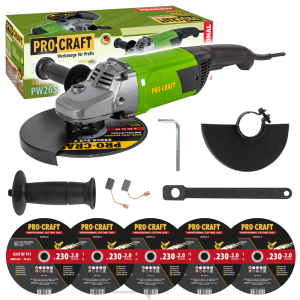 Uhlová brúska Procraft PW2650 + 5x rezný kotúč CD230x2,0 | SPW2650/CD230x2,0 Uhlová brúska Procraft PW2650 + 5x rezný kotúč CD230x2,0 | SPW2650/CD230x2,0 gallery main image