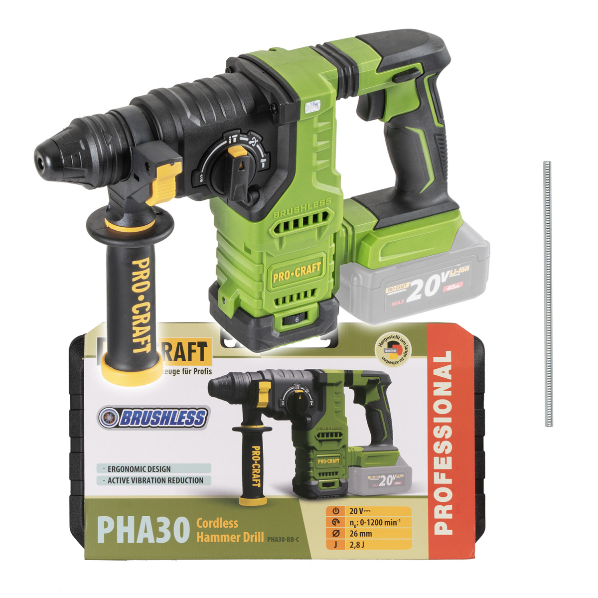 Aku vŕtacie kladivo Procraft PHA30bb (bez batérie a nabíjačky v kufri) | PHA30-bb-с PHA30-bb-с