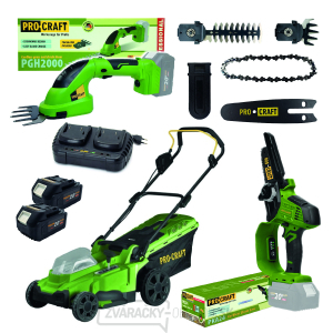 Procraft záhradný aku sada náradia 20V 5dielov 2 x batéria 4.0Ah s nabíjačkou | GARDENSET Procraft záhradný aku sada náradia 20V 5dielov 2 x batéria 4.0Ah s nabíjačkou | GARDENSET gallery main image