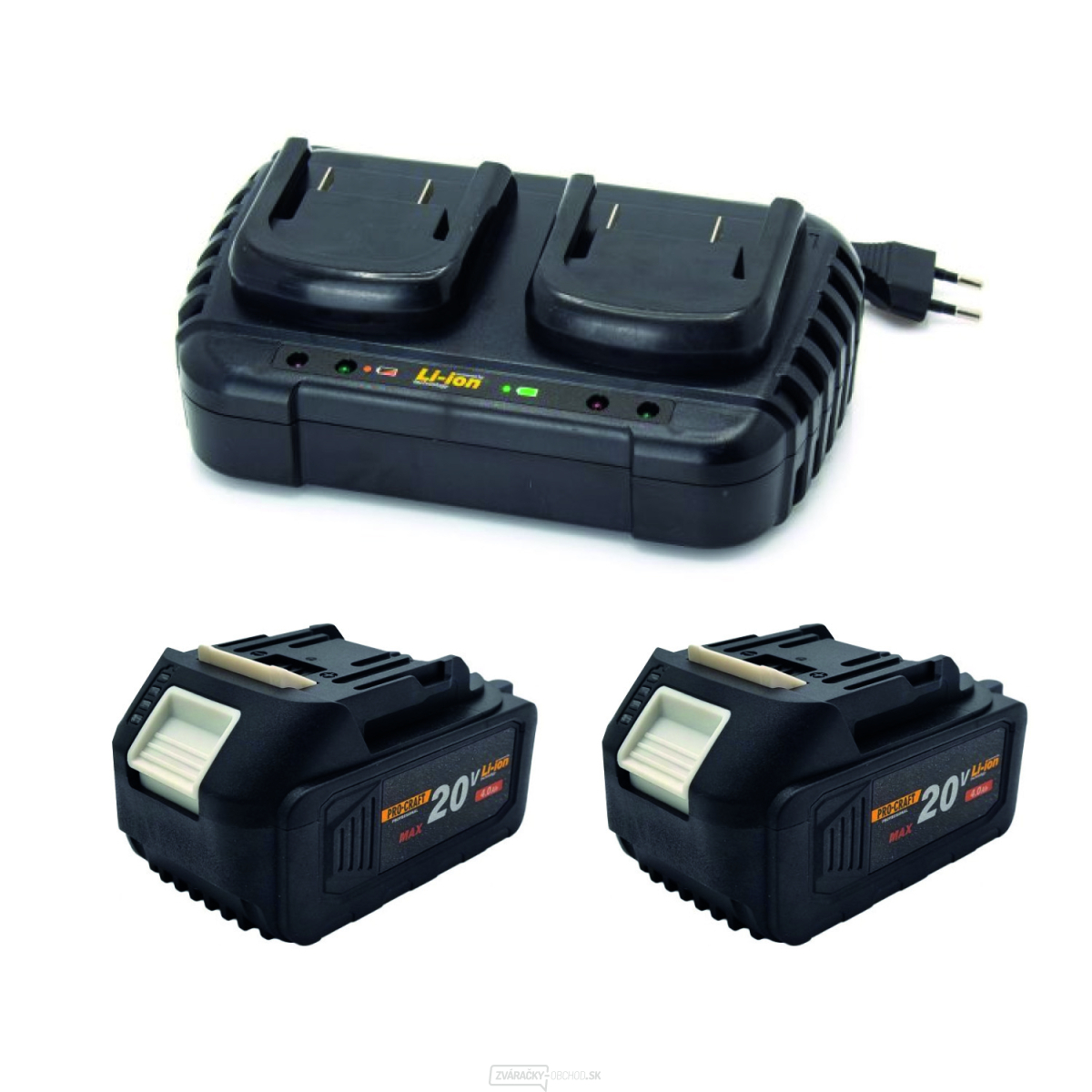 Sada dvoch 20V 4Ah batérií Procraft 20/4 a nabíjačky pre dve batérie 20/2 | S20-4/20-2 gallery main image