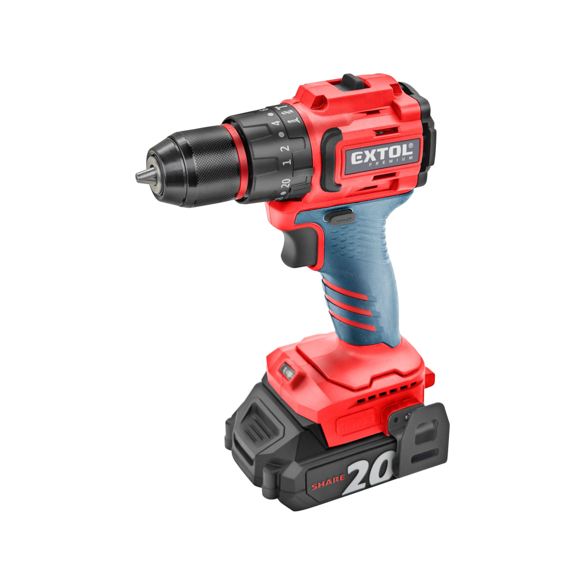 Vŕtací skrutkovač aku s príklepom SHARE20V, BRUSHLESS, 2Ah