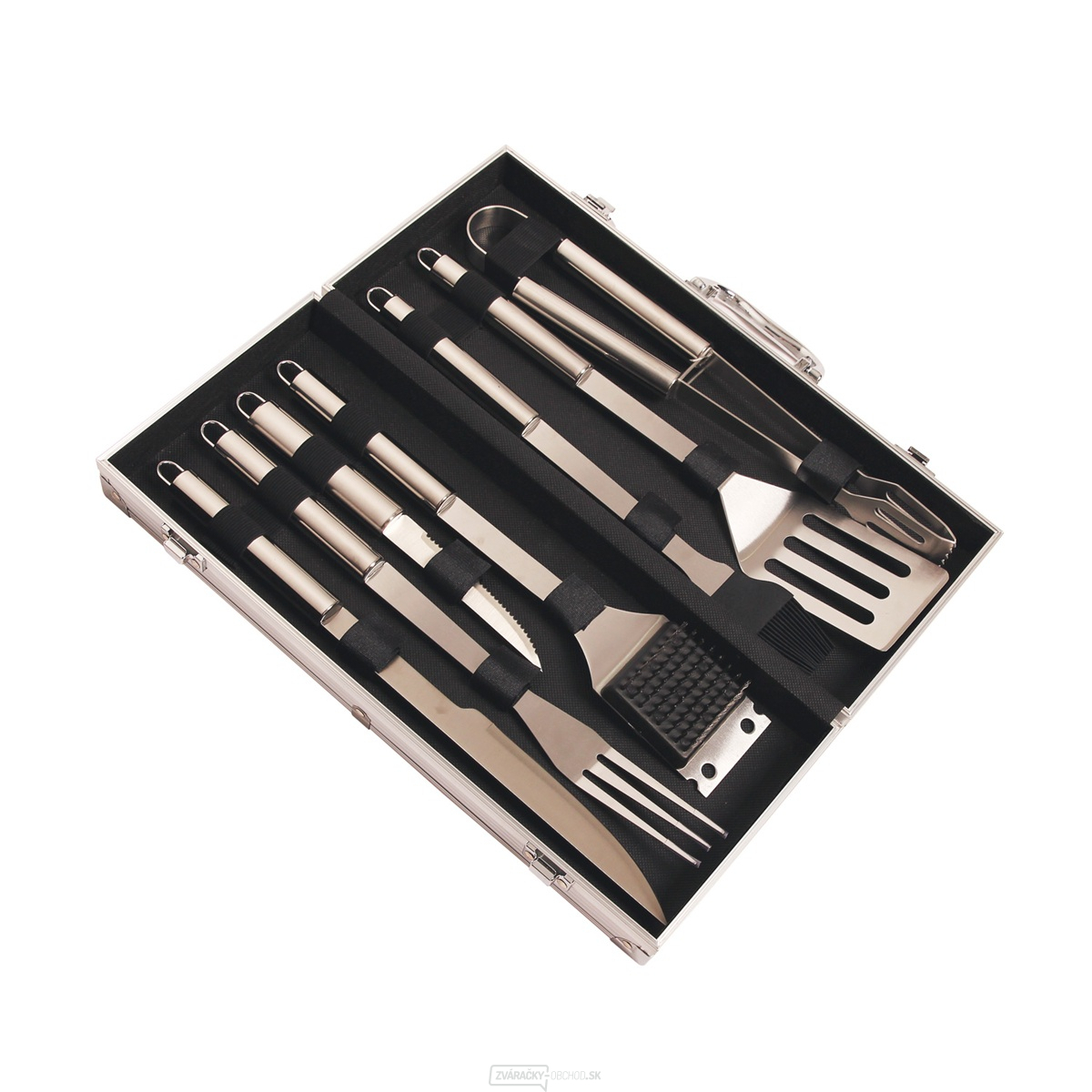 Riwall PRO RBBQ 7S SET 7-dielna sada grilovacieho náradia z nehrdzavejúcej ocele v kufríku