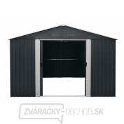 Riwall PRO RMSA 12x10 Anthracite záhradný domček kovový 3 x 3,7 m so sedlovou strechou antracit Náhľad