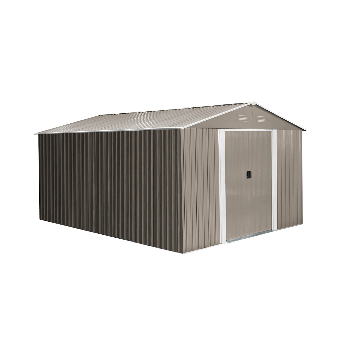 Riwall PRO RMSA 12x10 Brown záhradný domček kovový 3 x 3,7 m so sedlovou strechou hnedý Náhľad