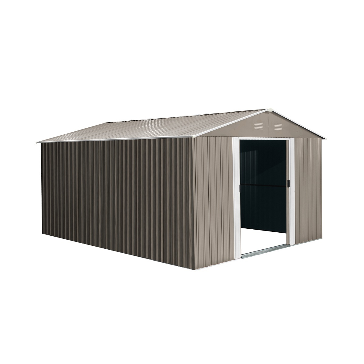 Riwall PRO RMSA 12x10 Brown záhradný domček kovový 3 x 3,7 m so sedlovou strechou hnedý Náhľad