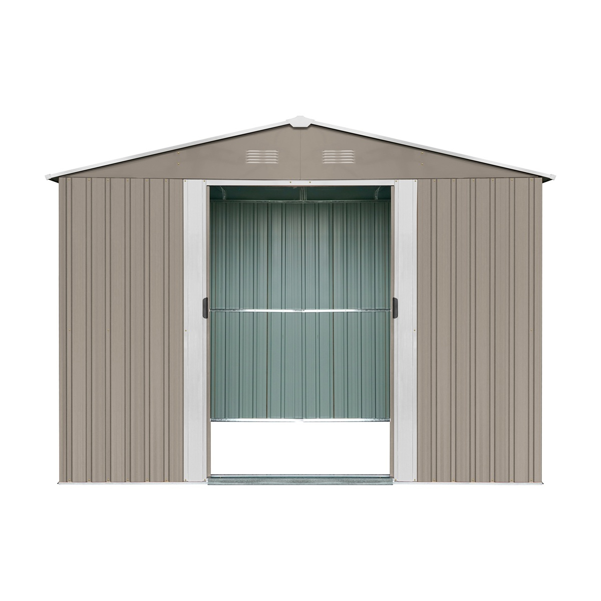 Riwall PRO RMSA 12x10 Brown záhradný domček kovový 3 x 3,7 m so sedlovou strechou hnedý Náhľad