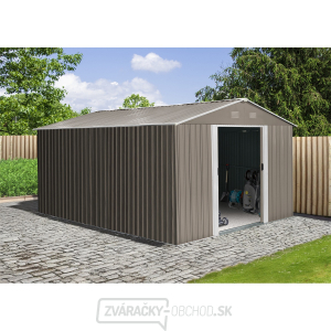 Riwall PRO RMSA 12x10 Brown záhradný domček kovový 3 x 3,7 m so sedlovou strechou hnedý gallery main image