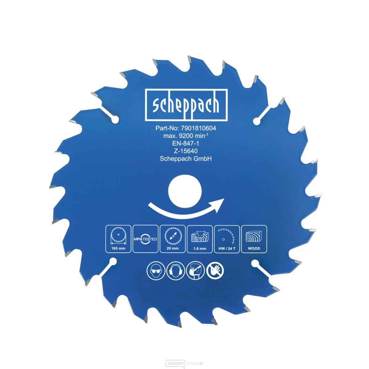 Scheppach Priemer rezného kotúča 165/20, 24 zubov